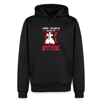 MMA Ich schlage Leute mit einem Stock Aikido - Männer Premium Bio Hoodie - Schwarz - Vorne - Nico (187cm)