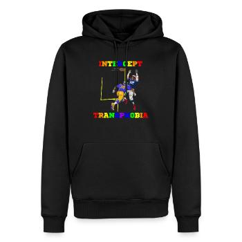 Intercept Transphobia American Football - Men’s Premium Organic Hoodie - black - Front - Nico (187cm)