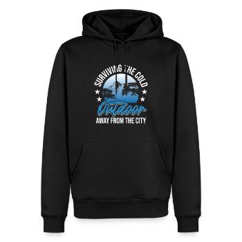 Survival Camping Bushcraft - Männer Premium Bio Hoodie - Schwarz - Vorne - Nico (187cm)