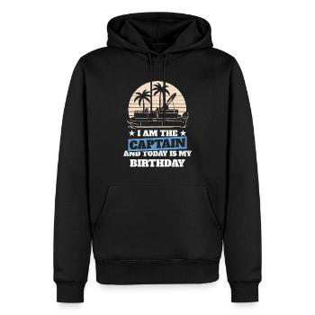 Nautisme Kahn Pontoon Anniversaire du capitaine - Sweat à capuche Premium bio Homme - noir - Devant - Nico (187cm)