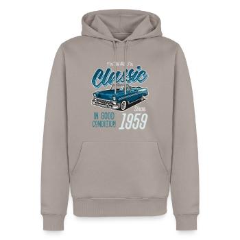I'm Not Old I'm Classic Car Vintage Born In 1959 - Men’s Premium Organic Hoodie - taupe - Front - Nico (187cm)