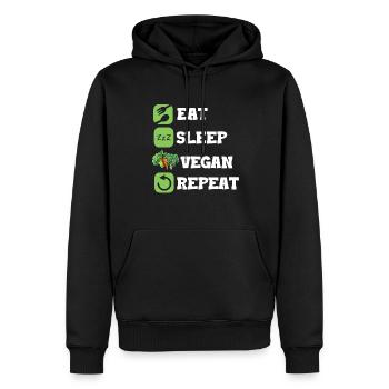 Vegan Eat Sleep Repeat Veganer Vegetarier Bio - Männer Premium Bio Hoodie - Schwarz - Vorne - Nico (187cm)