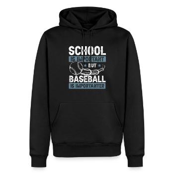 École de baseball - Sweat à capuche Premium bio Homme - noir - Devant - Nico (187cm)
