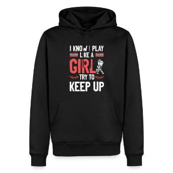Fille de hockey sur gazon - Sweat à capuche Premium bio Homme - noir - Devant - Nico (187cm)