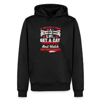 Feline Documentaries Thriller Cat Owners - Men’s Premium Organic Hoodie - black - Front - Nico (187cm)