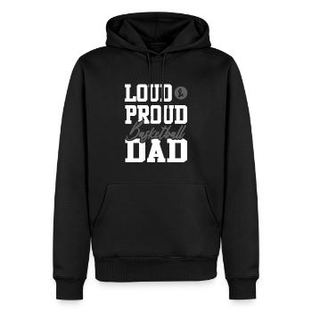 Papa basketball - Sweat à capuche Premium bio Homme - noir - Devant - Nico (187cm)