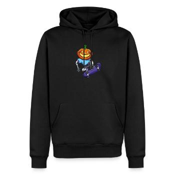Kürbis Skelett Skater - Männer Premium Bio Hoodie - Schwarz - Vorne - Nico (187cm)