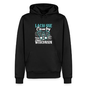Jeu avec bâtons croisés LAX équipe sportive - Sweat à capuche Premium bio Homme - noir - Devant - Nico (187cm)