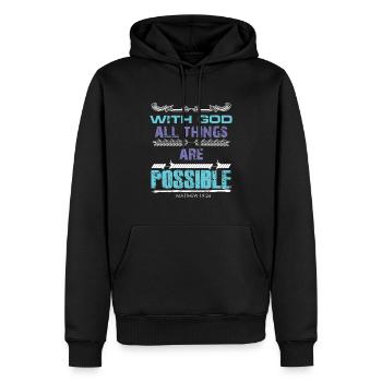 Bible Dieu tout ce qui est possible - Sweat à capuche Premium bio Homme - noir - Devant - Nico (187cm)