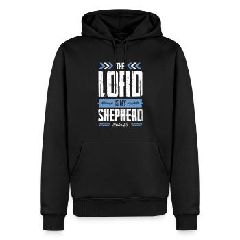 Bible Proverb Shepherd - Men’s Premium Organic Hoodie - black - Front - Nico (187cm)