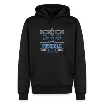 Bible Dieu tout ce qui est possible - Sweat à capuche Premium bio Homme - noir - Devant - Nico (187cm)