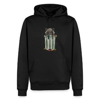 In einer Mülltonne Waschbär - Männer Premium Bio Hoodie - Schwarz - Vorne - Nico (187cm)