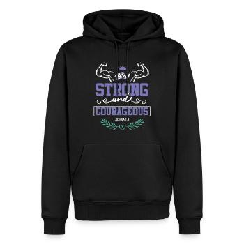 Verset biblique Jésus fort - Sweat à capuche Premium bio Homme - noir - Devant - Nico (187cm)
