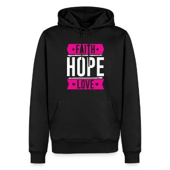 Bibelvers glaube hoffnung liebe - Männer Premium Bio Hoodie - Schwarz - Vorne - Nico (187cm)
