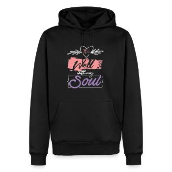 Verset biblique Âme Jésus - Sweat à capuche Premium bio Homme - noir - Devant - Nico (187cm)