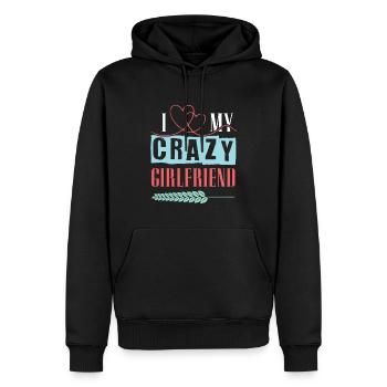 J’aime ma petite amie folle - Sweat à capuche Premium bio Homme - noir - Devant - Nico (187cm)