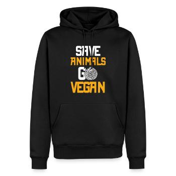 Activistes des droits des animaux végétaliens - Sweat à capuche Premium bio Homme - noir - Devant - Nico (187cm)