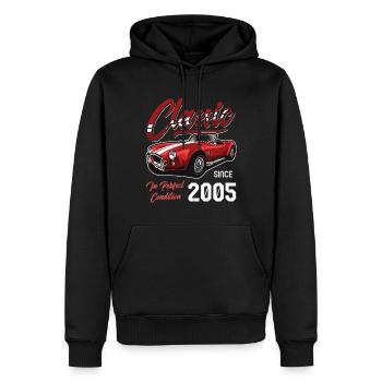 Ich bin nicht alt, ich bin Oldtimer Jahrgang Jahrgang 2005 - Männer Premium Bio Hoodie - Schwarz - Vorne - Nico (187cm)