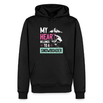 mein herz gehört ein snowboarder - Männer Premium Bio Hoodie - Schwarz - Vorne - Nico (187cm)