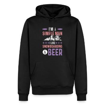 snowboarding und bier - Männer Premium Bio Hoodie - Schwarz - Vorne - Nico (187cm)