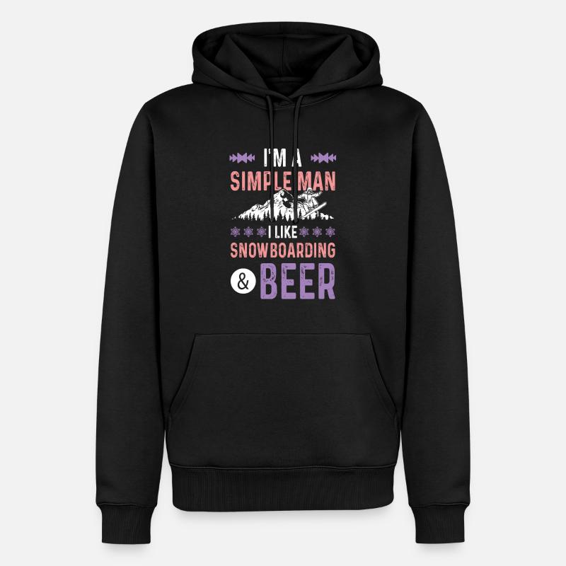 Snowboard et bière - Sweat à capuche Premium bio Homme - noir