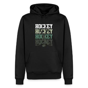 Slogan de l’équipe de hockey ICE - Sweat à capuche Premium bio Homme - noir - Devant - Nico (187cm)