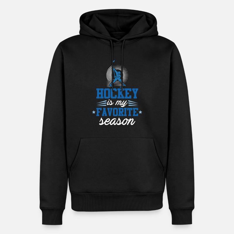 Saison de hockey sur glace - Sweat à capuche Premium bio Homme - noir