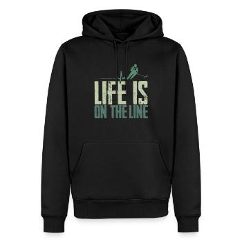 Citation de hockey sur glace - Sweat à capuche Premium bio Homme - noir - Devant - Nico (187cm)