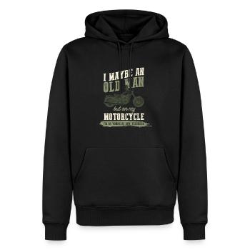 motorrad alter mann - Männer Premium Bio Hoodie - Schwarz - Vorne - Nico (187cm)