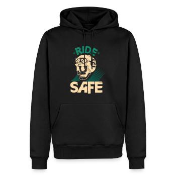 Balade à moto - Sweat à capuche Premium bio Homme - noir - Devant - Nico (187cm)