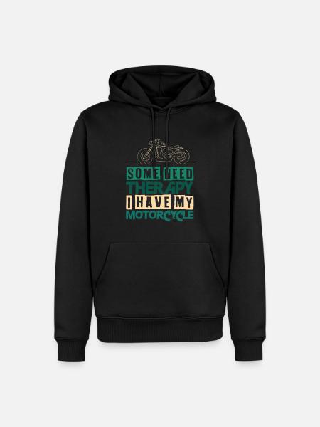 Motorcycle Therapy Biker Saying - Men’s Premium Organic Hoodie - black