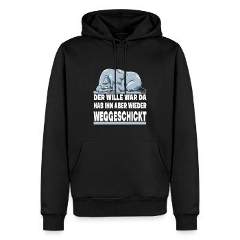 DER WILLE WAR DA ICH HAB IHN ABER WIEDER - Männer Premium Bio Hoodie - Schwarz - Vorne - Nico (187cm)