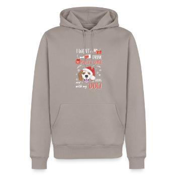 Beagle Mulled Wine Christmas - Men’s Premium Organic Hoodie - taupe - Front - Nico (187cm)