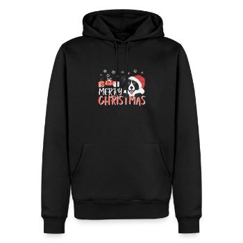 Border Collie Joyeux Noël - Sweat à capuche Premium bio Homme - noir - Devant - Nico (187cm)