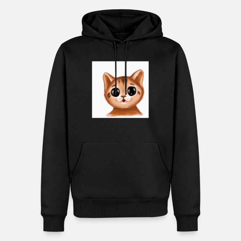 Katze gezeichnet - Männer Premium Bio Hoodie - Schwarz