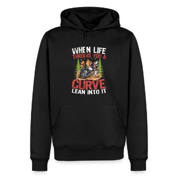 When Life Throws You A Curve Lean Into It - Männer Premium Bio Hoodie - Schwarz - Vorne - Nico (187cm)