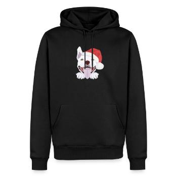 Bull Terrier Joyeux Noël - Sweat à capuche Premium bio Homme - noir - Devant - Nico (187cm)