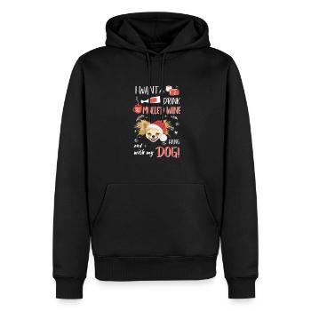 Chihuahua vin chaud Noël - Sweat à capuche Premium bio Homme - noir - Devant - Nico (187cm)