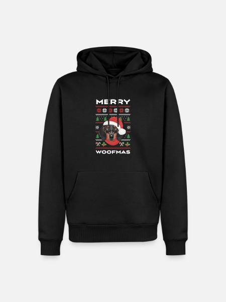 Teckel Joyeux Noël - Sweat à capuche Premium bio Homme - noir