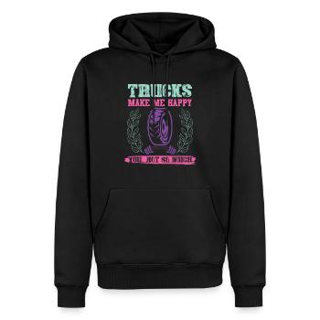 Camionneur heureux - Sweat à capuche Premium bio Homme - noir - Devant - Nico (187cm)