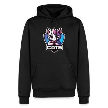 CATS - Sweat à capuche Premium bio Homme - noir - Devant - Nico (187cm)