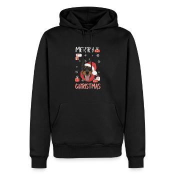 Dobermann Frohe Weihnachten - Männer Premium Bio Hoodie - Schwarz - Vorne - Nico (187cm)