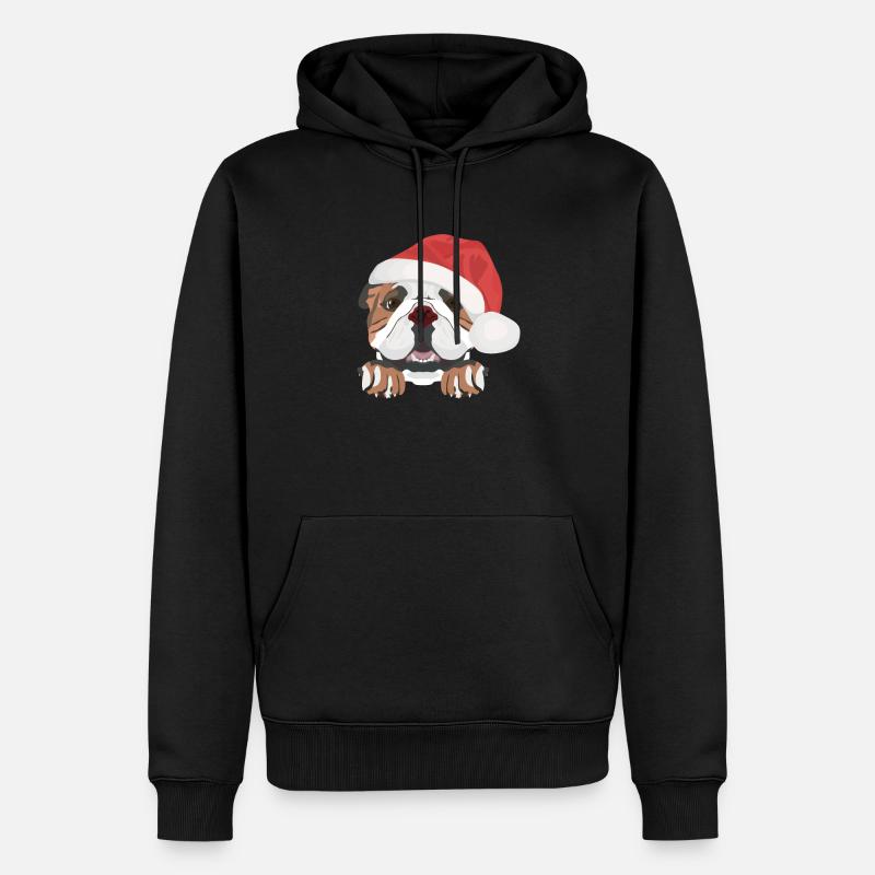 Bouledogue anglais Joyeux Noël - Sweat à capuche Premium bio Homme - noir
