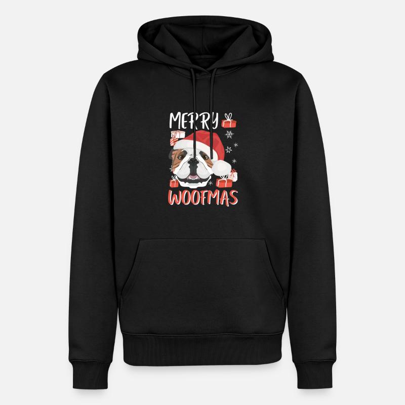Bouledogue anglais Joyeux Noël - Sweat à capuche Premium bio Homme - noir