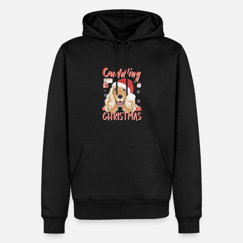 Engelsk Cocker Spaniel God Jul - Premium økologisk hettegenser for menn - svart