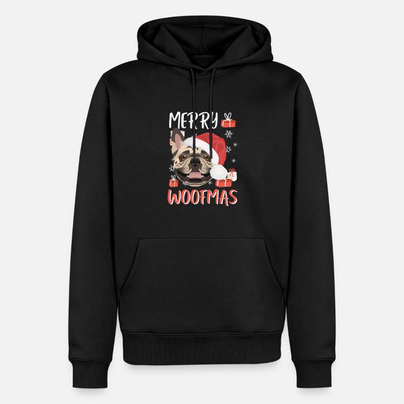 Français Bulldog Joyeux Noël - Sweat à capuche Premium bio Homme - noir
