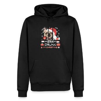 Français Marché de Noël Bulldog - Sweat à capuche Premium bio Homme - noir - Devant - Nico (187cm)