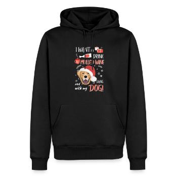 Labrador vin chaud Noël - Sweat à capuche Premium bio Homme - noir - Devant - Nico (187cm)