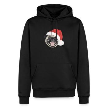 Mops Frohe Weihnachten - Männer Premium Bio Hoodie - Schwarz - Vorne - Nico (187cm)