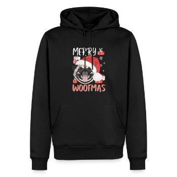 Mops Frohe Weihnachten - Männer Premium Bio Hoodie - Schwarz - Vorne - Nico (187cm)